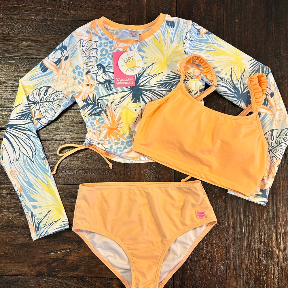 Ruffle Butts Three Swimsuit Sets Bundle- Size 14 - Picture 4 of 12